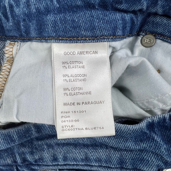 Good American Good Classic High Waist Raw Hem Jeans 8/29 - Picture 4 of 5